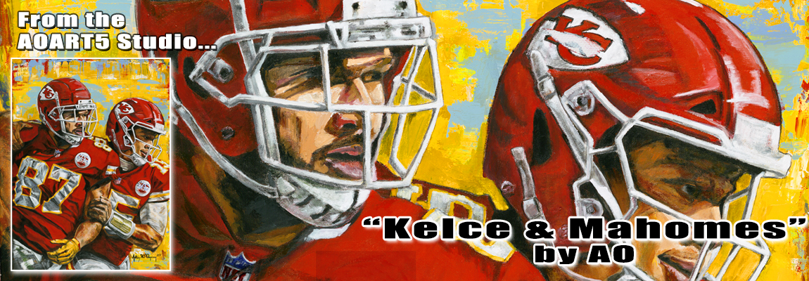 Patrick Mahomes Travis Kelce painting by Anthony AO Oropeza