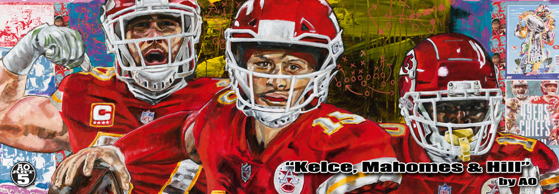 Kelce & Mahomes; The Vision Original Oil On Canvas Art